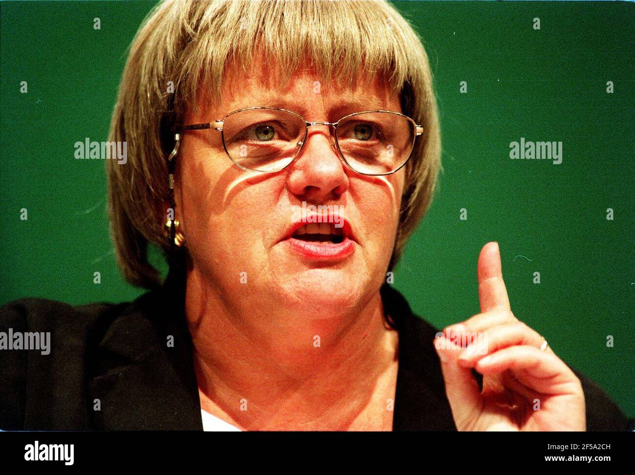 Mo Mowlam Secretary of State for Northern Ireland gives her speech about recent developments on the peace process on the second day of the Labour Party Conference  in Brighton southwest England Stock Photo