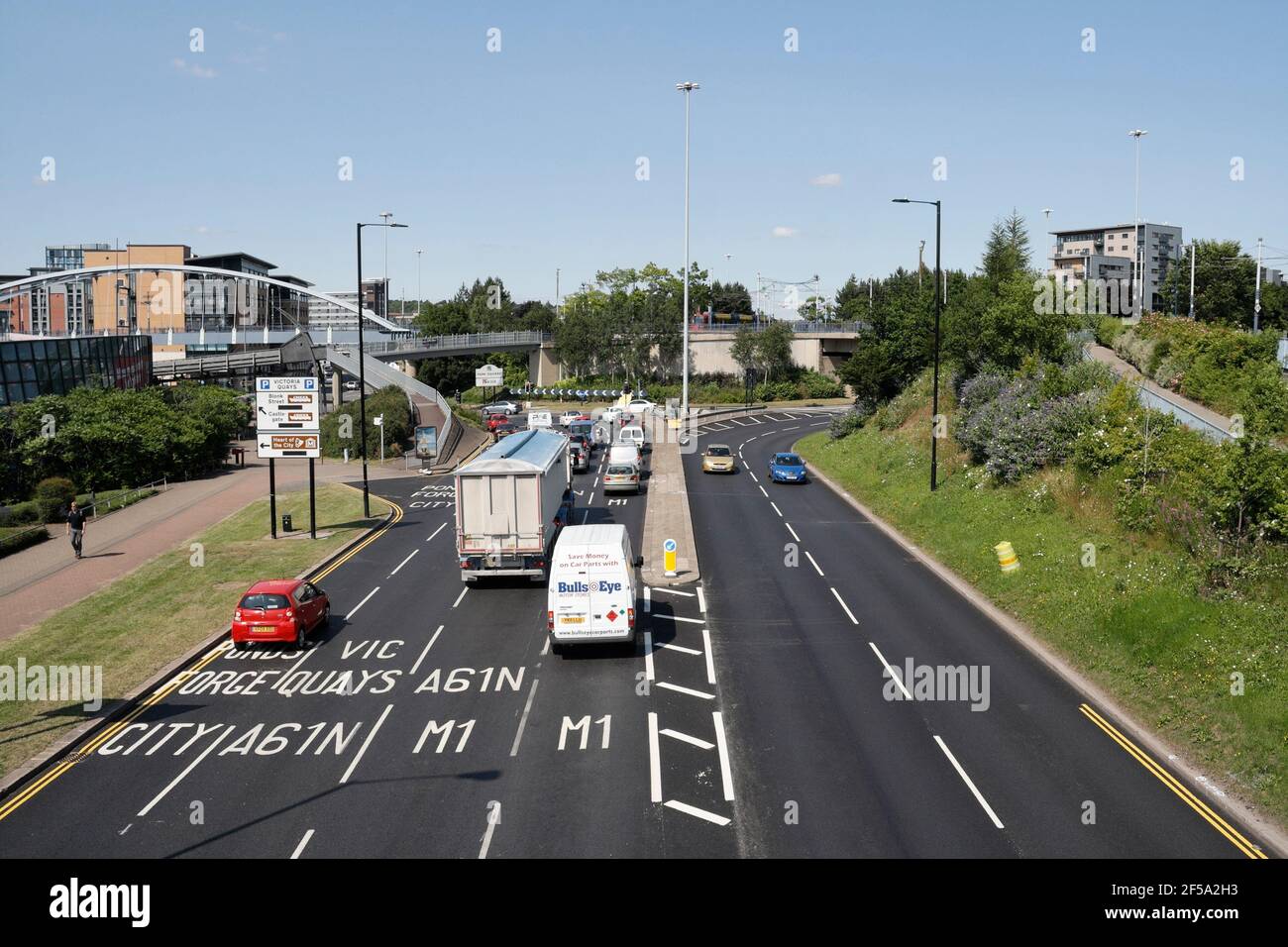 Sheffield city centre Inner ring road A61 towards Ponds forge roundabout. England Stock Photo