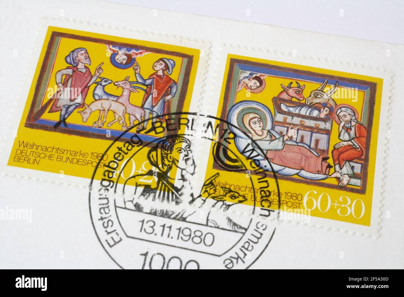 Alemania, West Germany 1980 Christmas stamp issue, First day issue Stock Photo