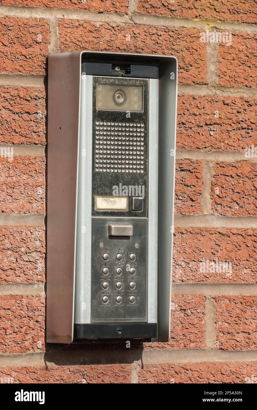 Video doorbell securiy keypad lock and camera. Stock Photo