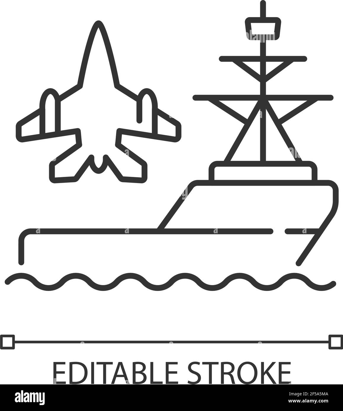 Aircraft carrier linear icon Stock Vector