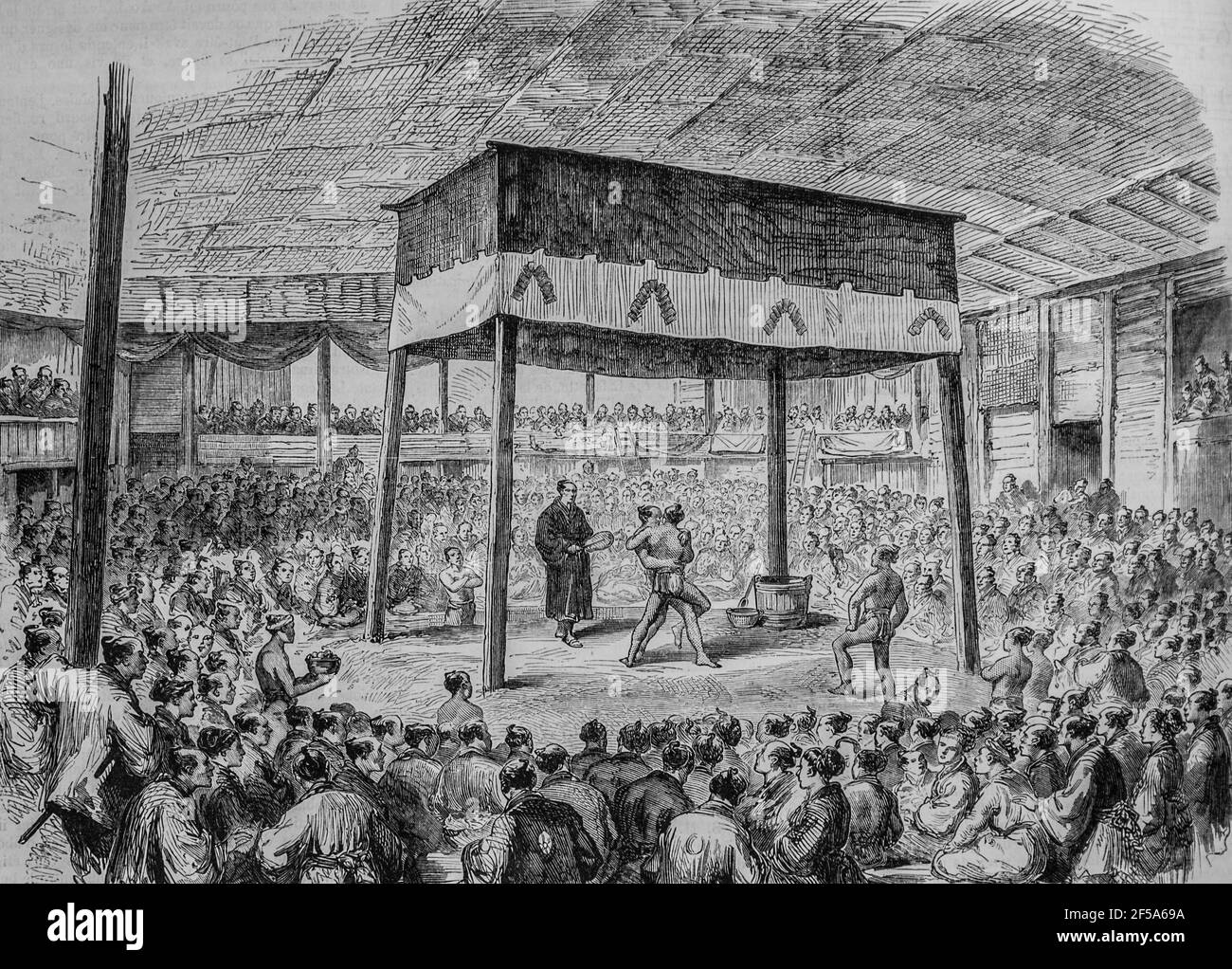 lutteurs japonais a osaka, l'univers illustre,editeur michel levy 1868 Stock Photo