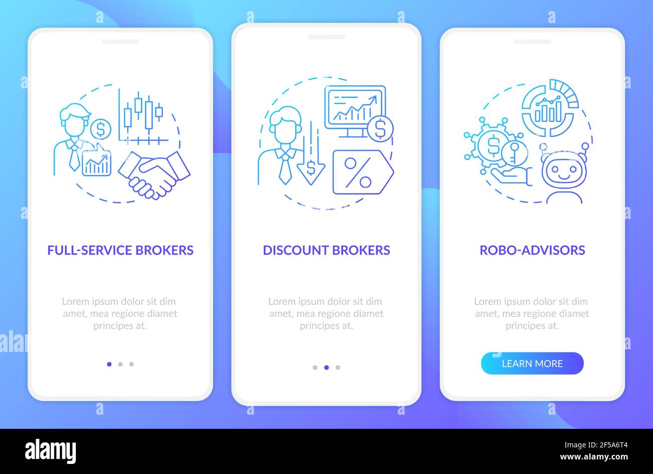 Trader types onboarding mobile app page screen with concepts Stock ...