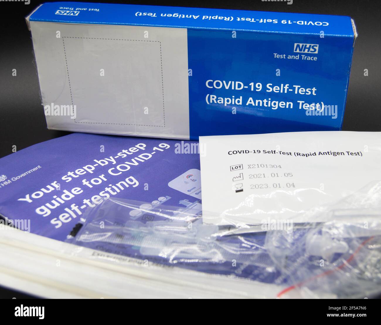 Covid-19 Rapid Antigen Test Kit used in UK schools Stock Photo