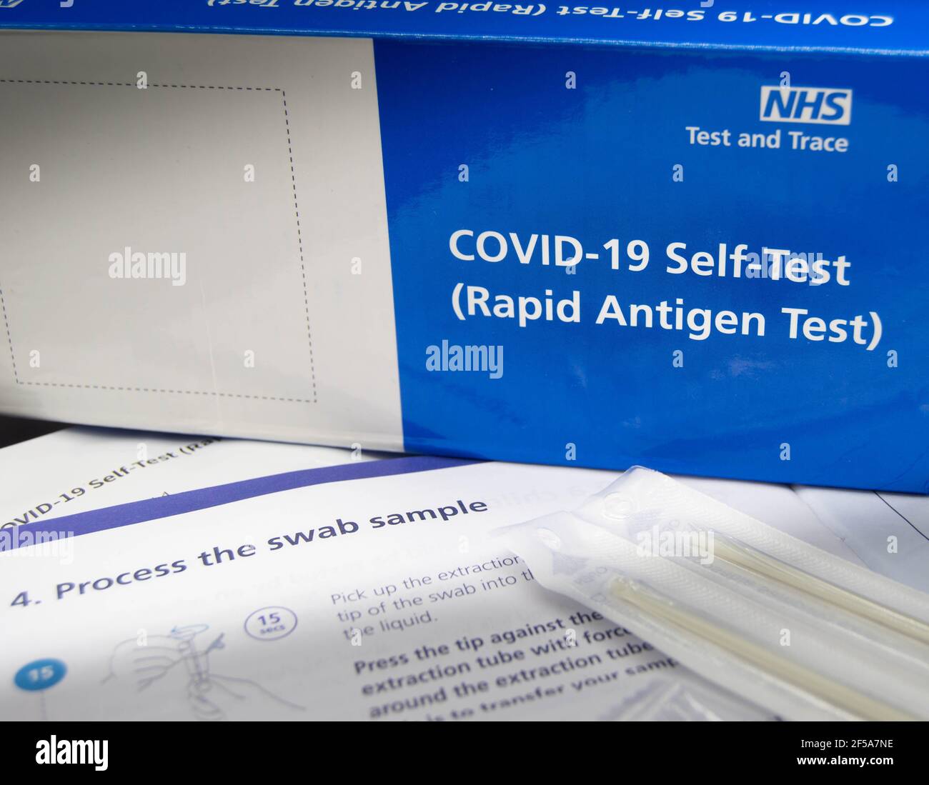 Covid-19 Rapid Antigen Test Kit used in UK schools Stock Photo