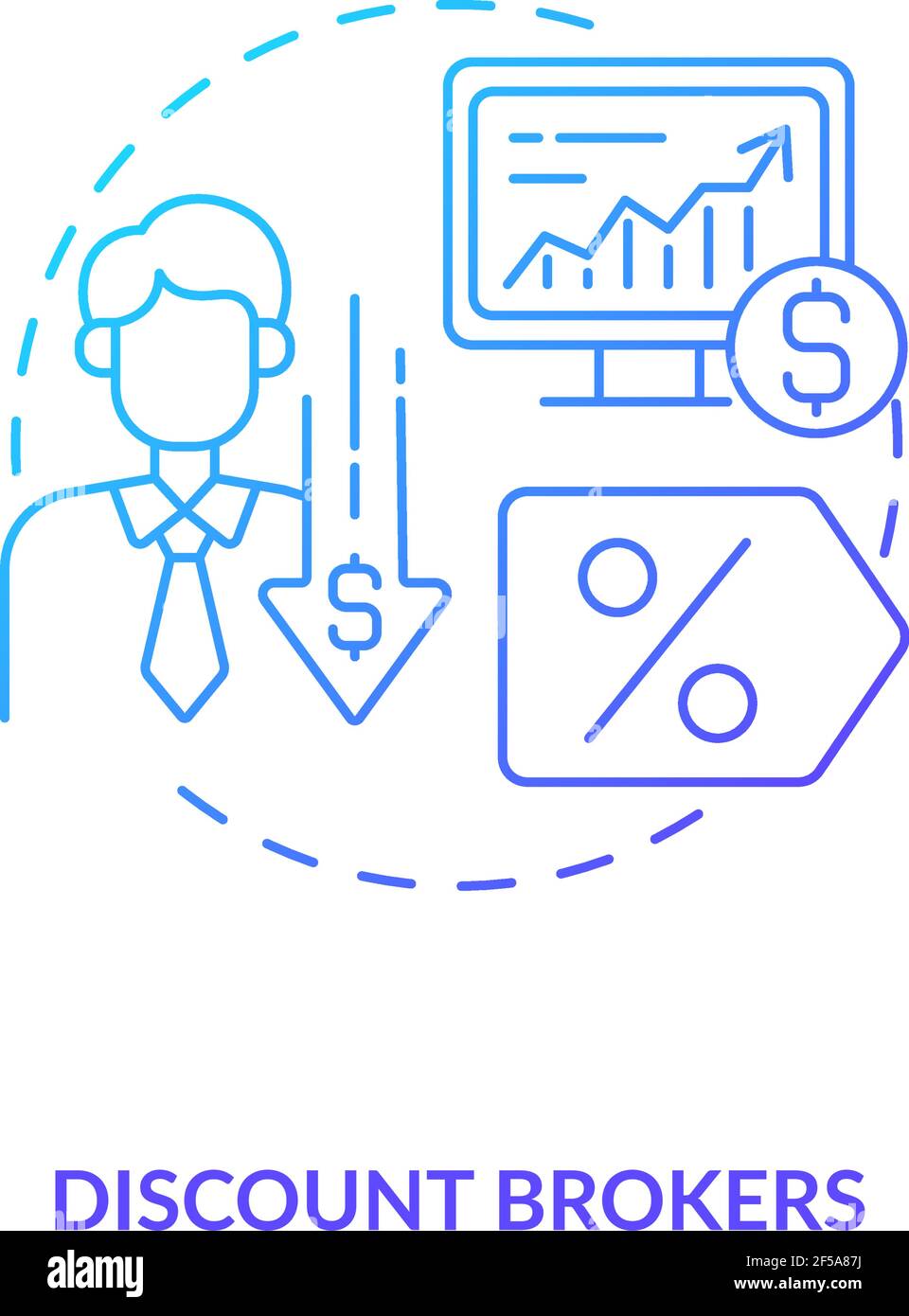 Discount brokers concept icon Stock Vector