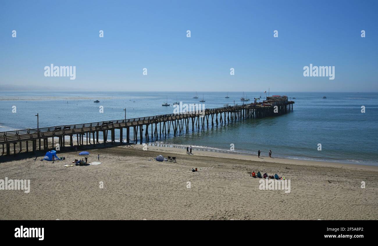 Seascape with scenic view of Capitola Wharf and Pier in Santa Cruz