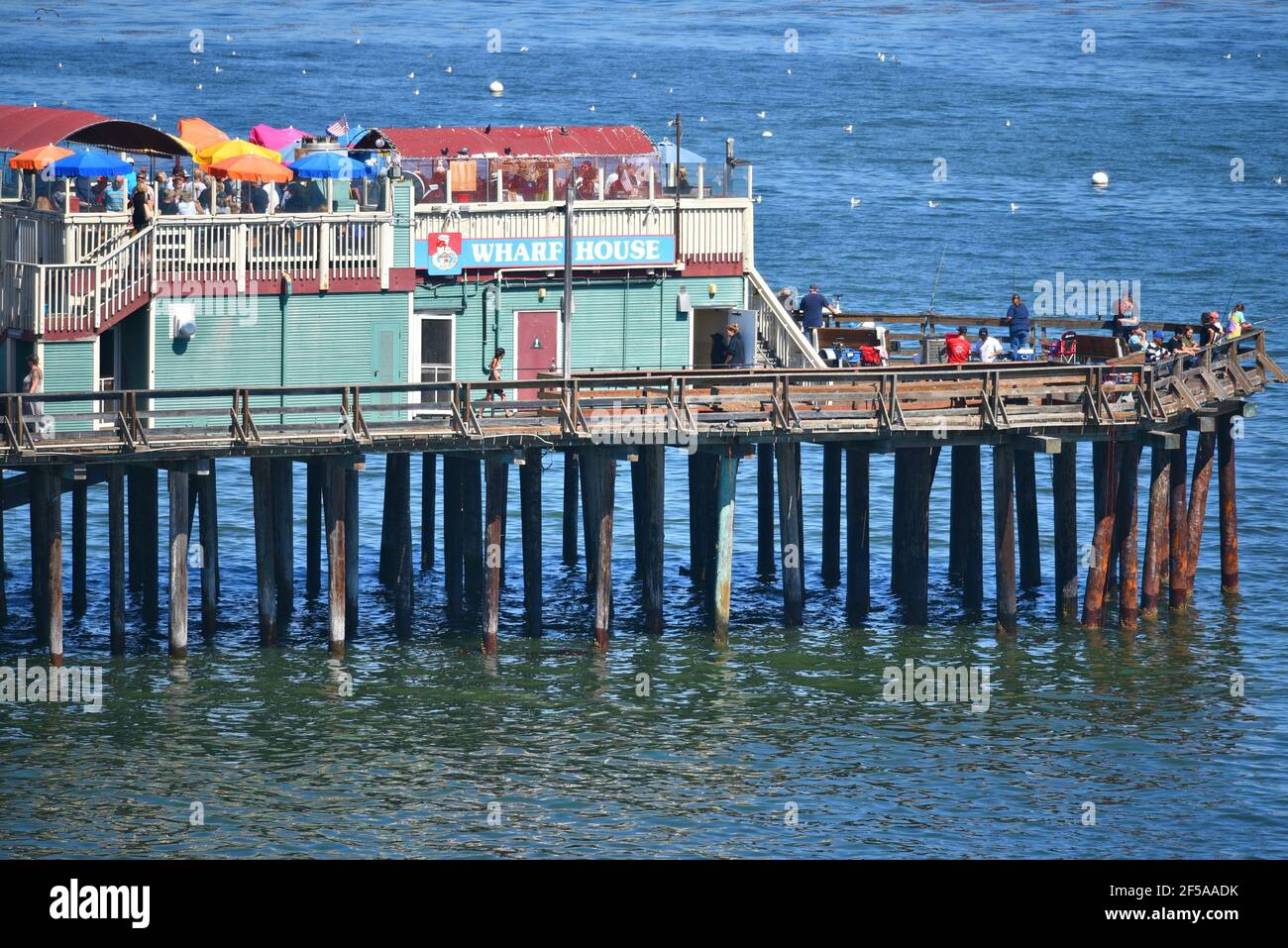 Pacific Ocean landscape with panoramic view of the Wharf House, the