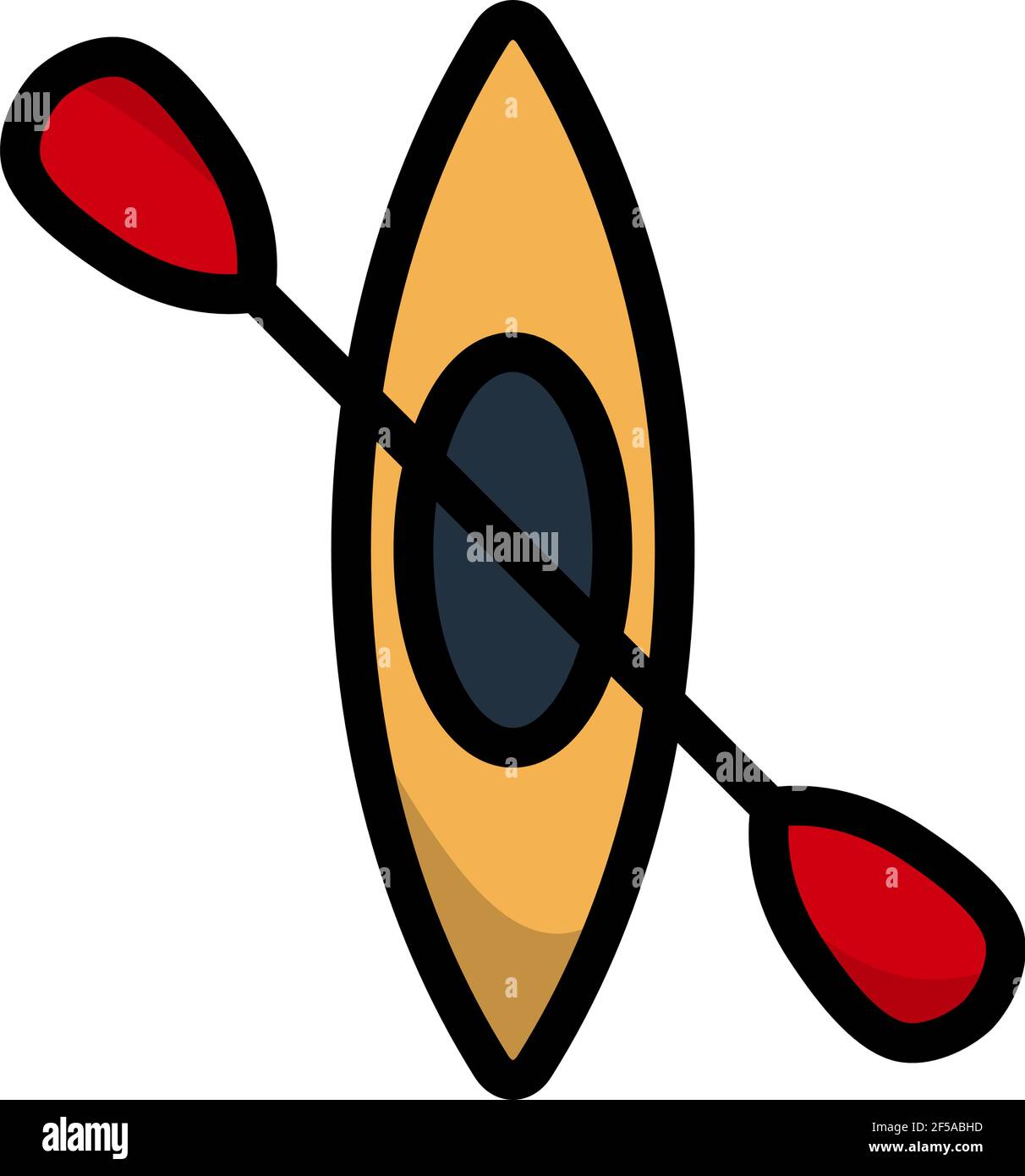 Icon Of Kayak And Paddle. Editable Bold Outline With Color Fill Design ...