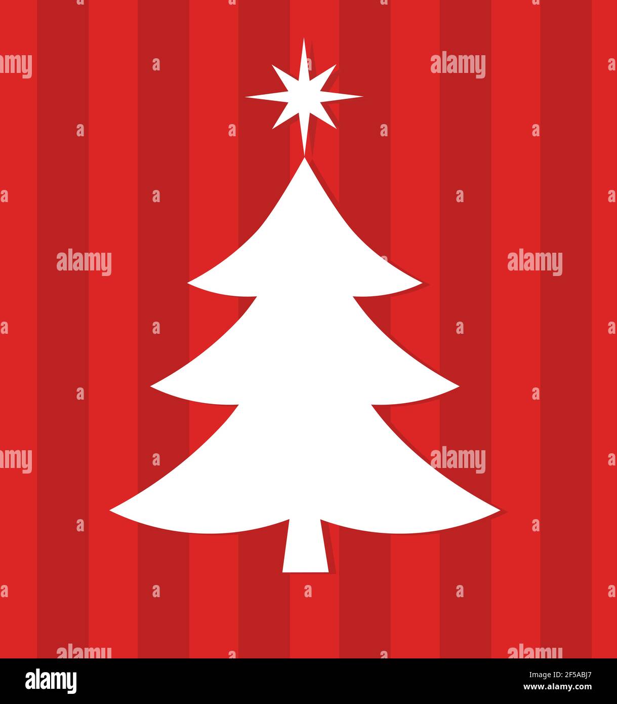 White Christmas tree on red background. Vector illustration Stock ...