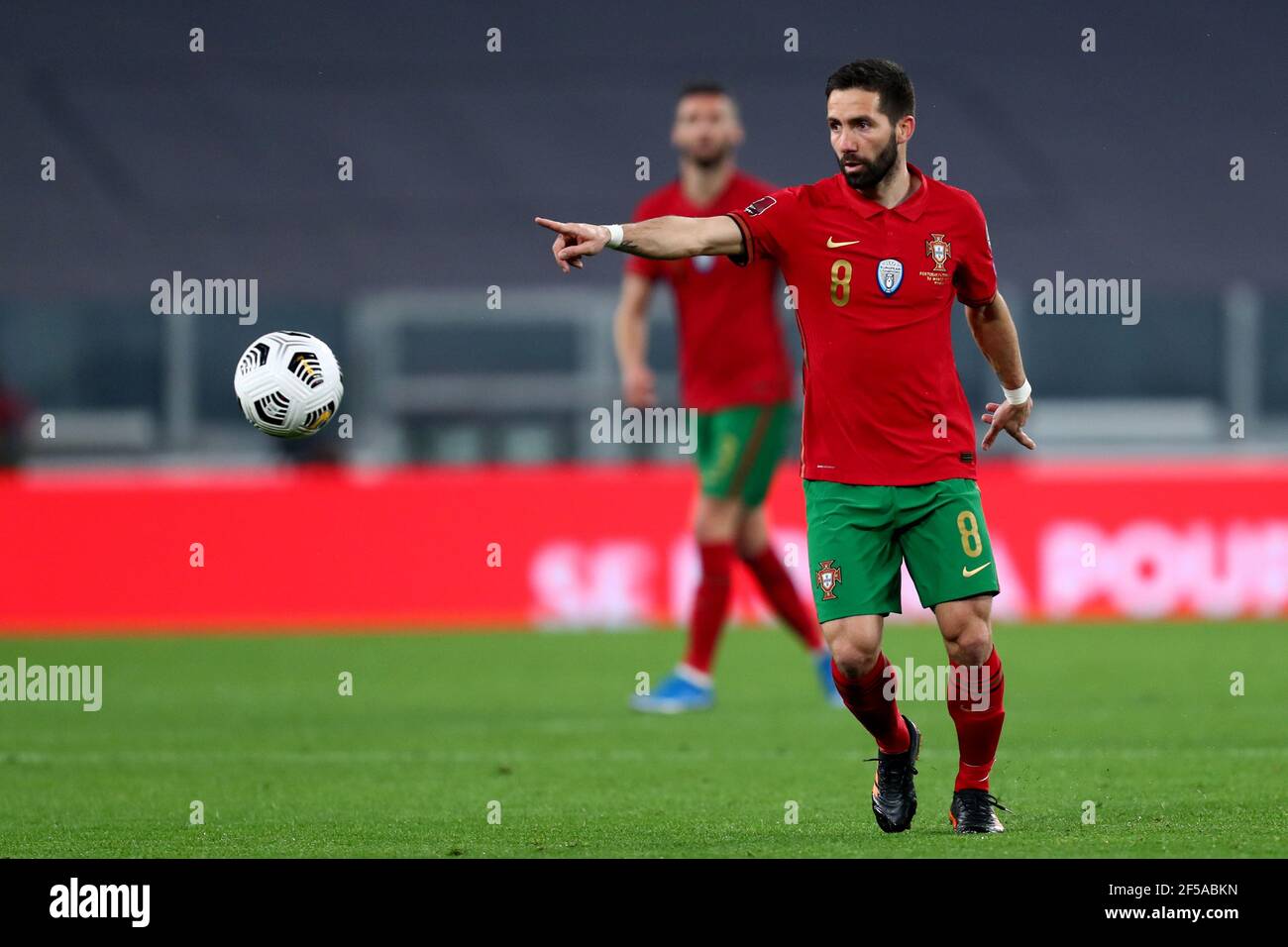 Joao Moutinho of Portugal  gestures during the FIFA World Cup 2022 Qualifiers match between Portugal and Azerbaijan. Portugal wins 1-0 over Azerbaijan. Stock Photo