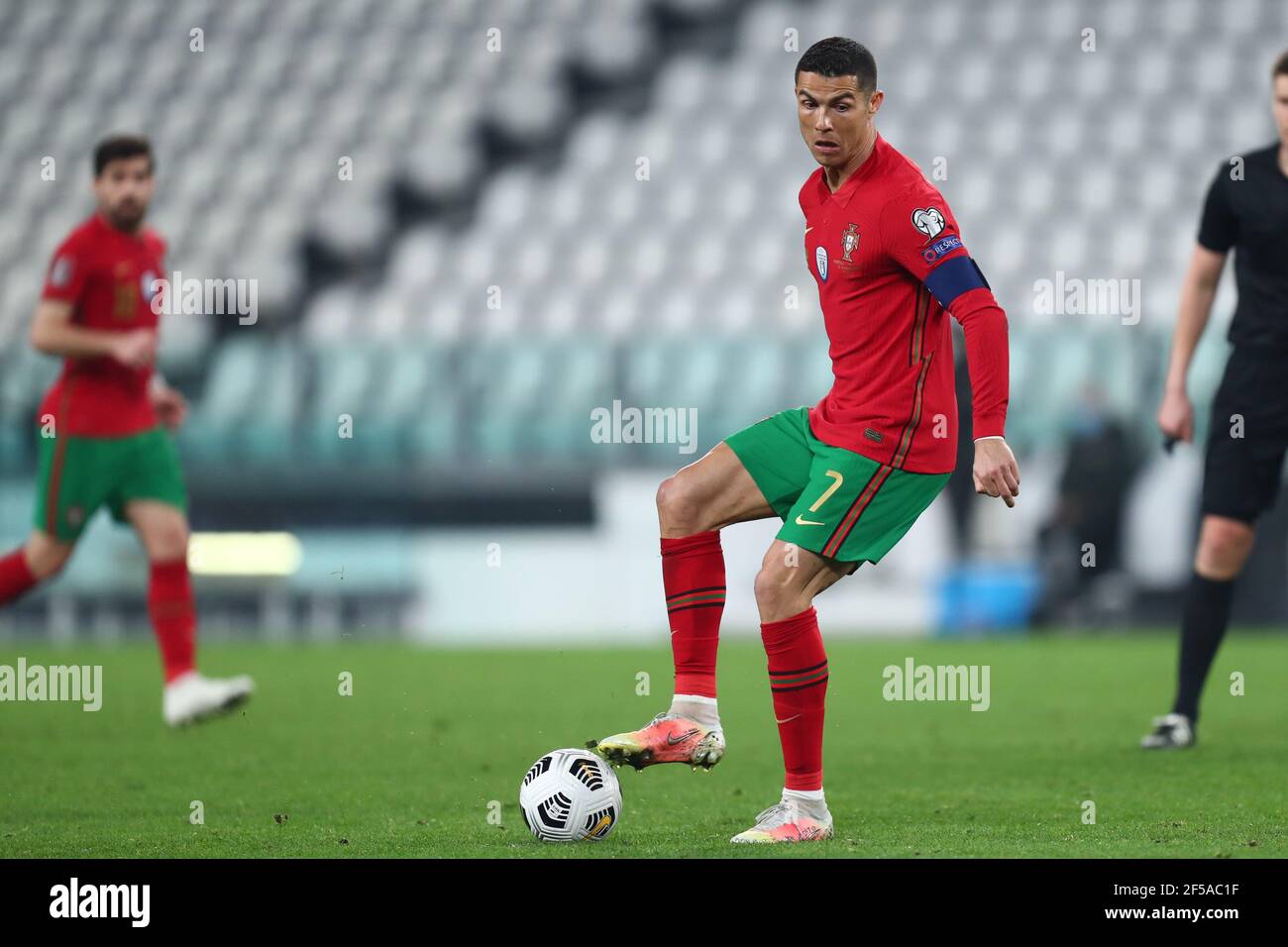 Cristiano Ronaldo of Portugal in action during the FIFA World Cup 2022 Qualifiers match between Portugal and Azerbaijan