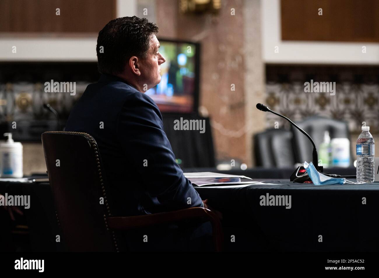 Christopher P. Maier, Acting Assistant Secretary Of Defense For Special Operations And Low-Intensity Conflict, listens during a hearing on the “United States Special Operations Command and United States Cyber Command” with the Senate Armed Services Committee on Capitol Hill in Washington DC on March 25th, 2021.Credit: Anna Moneymaker/Pool via CNP /MediaPunch Stock Photo