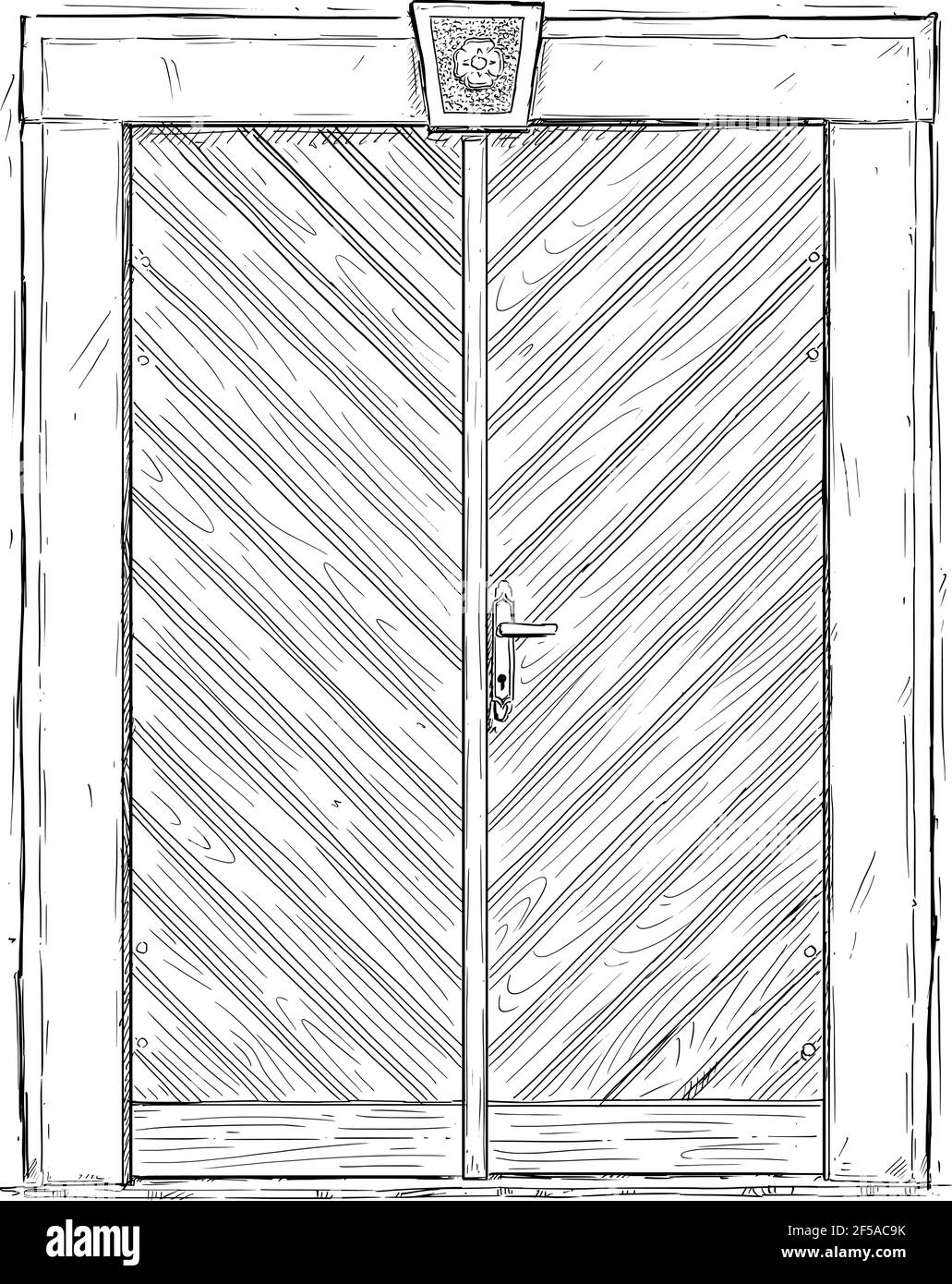 Freehand Drawing Ornate Old Wooden Door Stock Vector Royalty Free  1939788025  Shutterstock