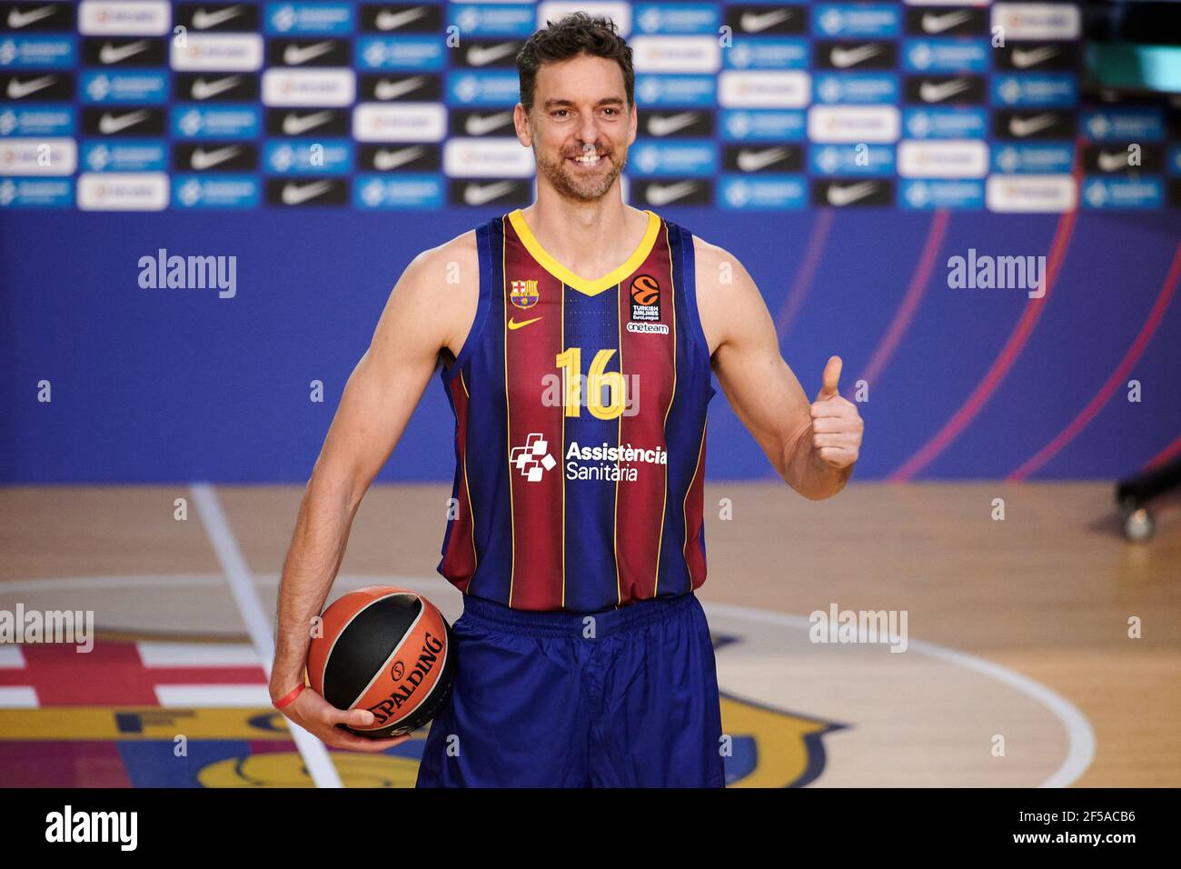 Barcelona, Spain. 25th Mar, 2021. Pau Gasol during his presentation as new  FC Barcelona Basketball player at Palau Blaugrana in Barcelona, Spain.  Credit: DAX Images/Alamy Live News Stock Photo - Alamy