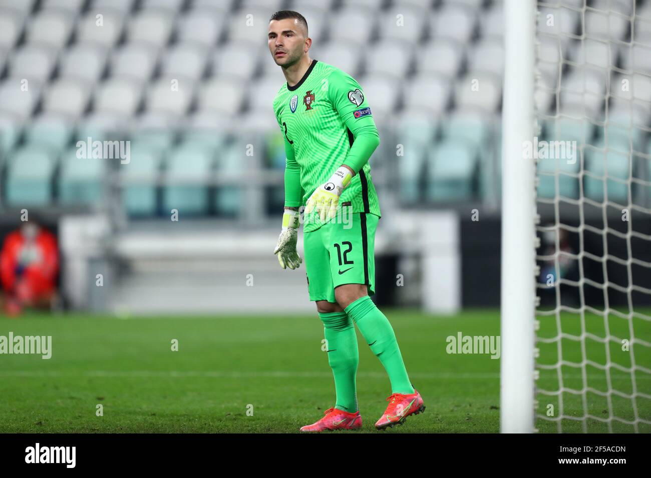 Anthony Lopes of Portugal  looks on during the FIFA World Cup 2022 Qualifiers match between Portugal and Azerbaijan. Portugal wins 1-0 over Azerbaijan. Stock Photo