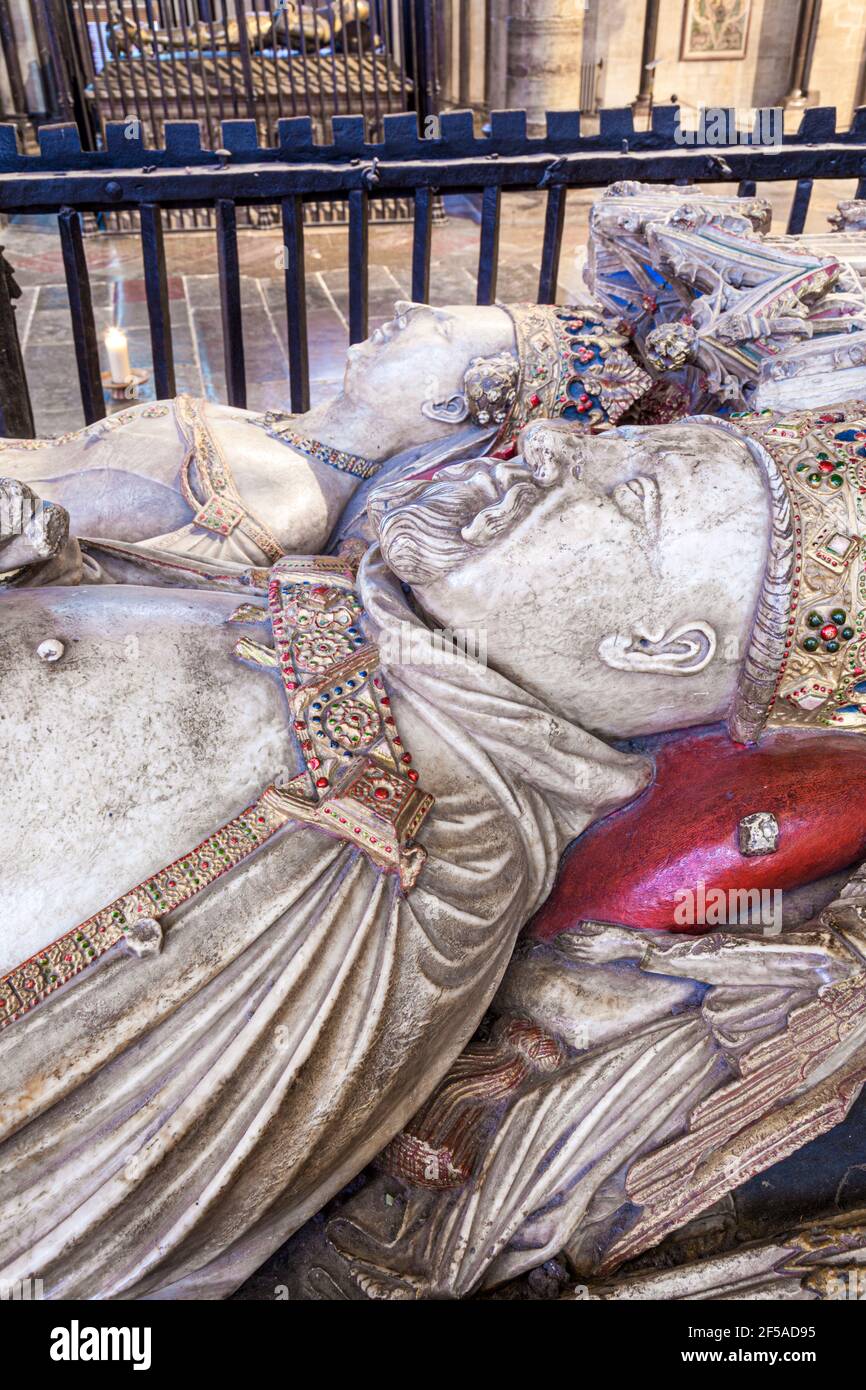 The tomb of Henry IV and his queen Joan of Navarre in Canterbury Cathedral, Kent UK Stock Photo