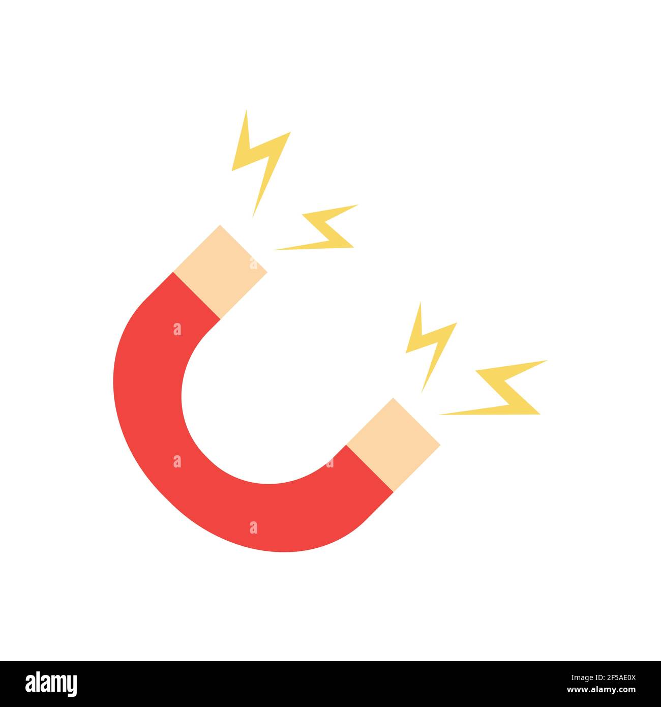 Vector illustration of red horseshoe magnet, magnetism, magnetize, attraction. Vector magnet icon in flat style. Stock Vector