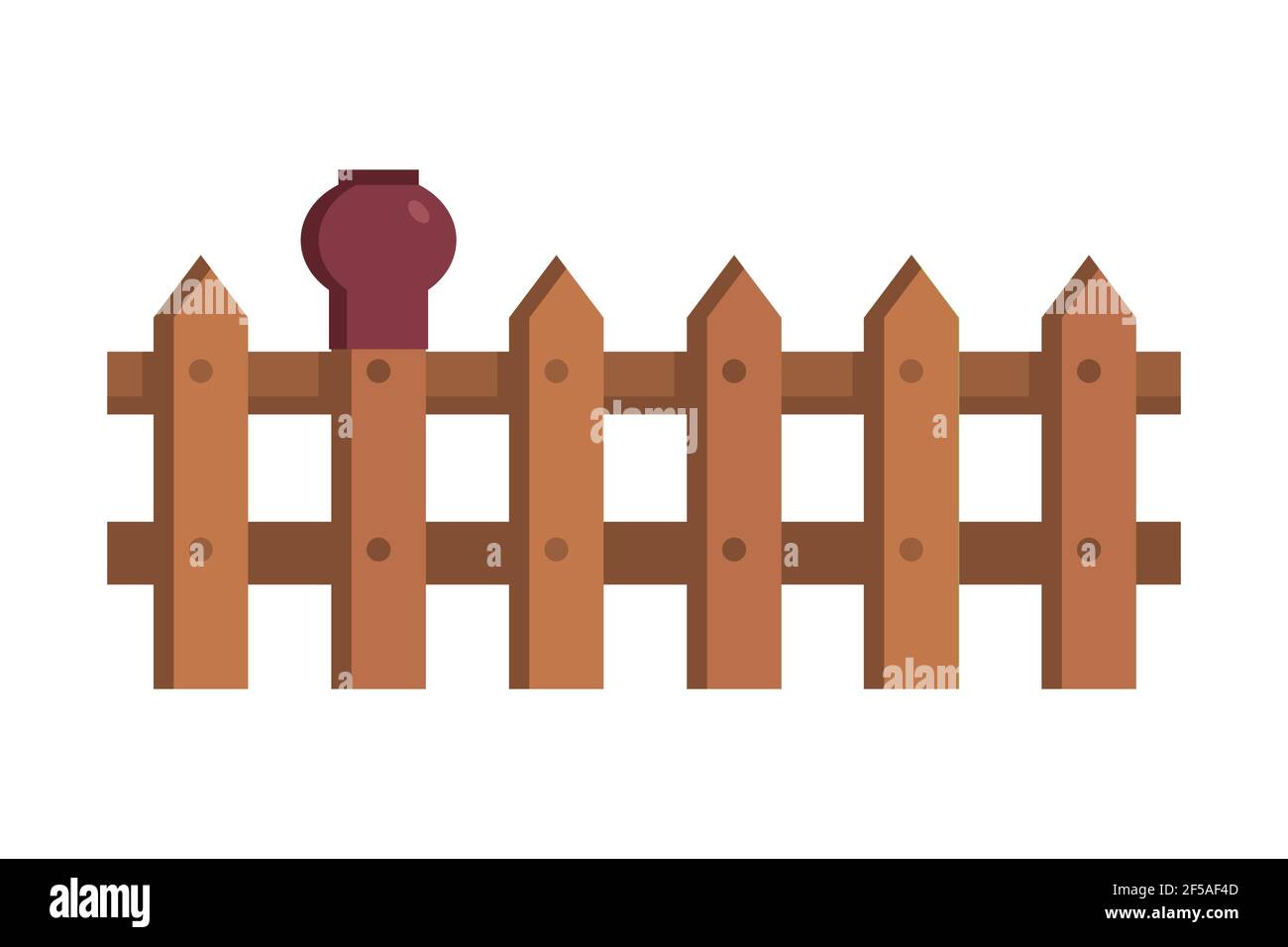 Wooden fence on white background - vector illustration. Stock Vector