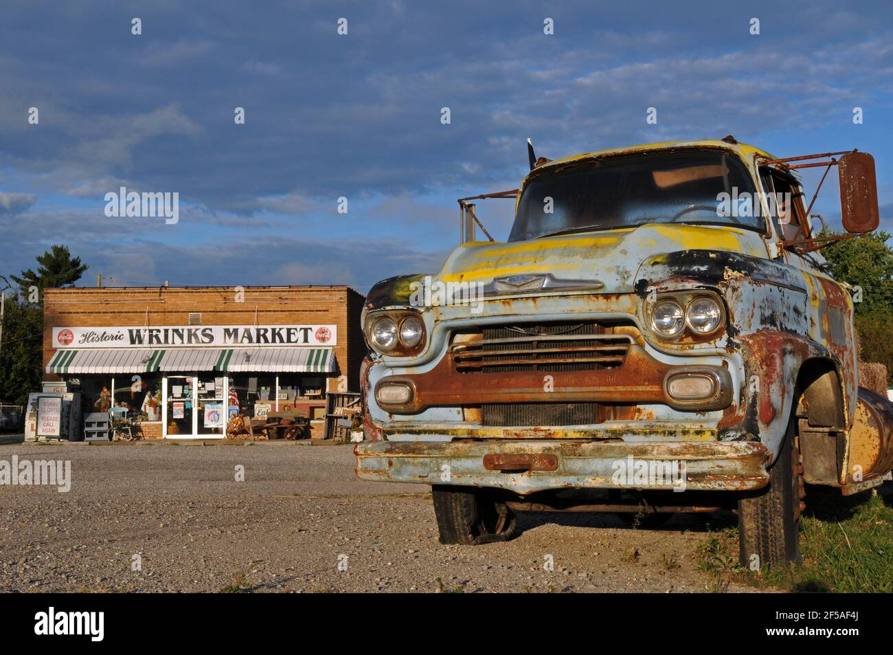 An old Chevrolet truck sits near the historic Wrink's Market store on Route  66 in Lebanon, Missouri. The shop reopened in 2017 after a lengthy closure  Stock Photo - Alamy