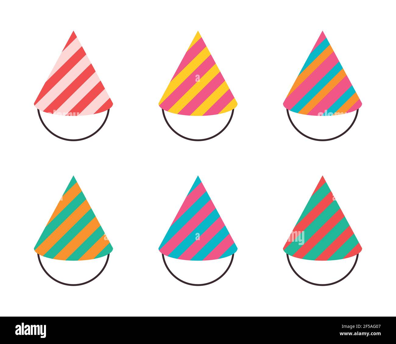 Vector party hat Christmas hat on white background, set. Stock Vector