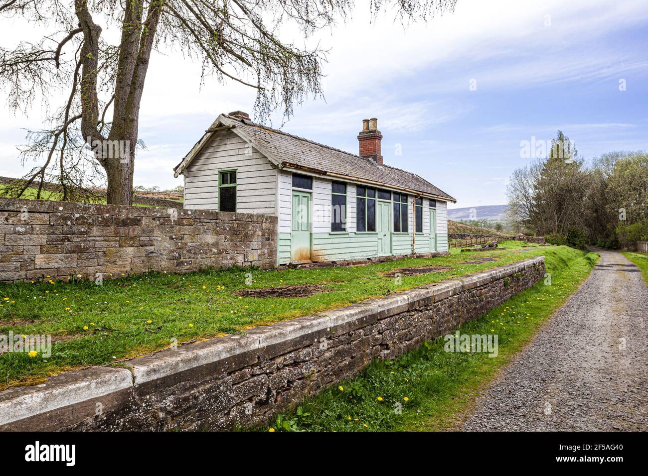 Old Slaggyford Railway Station, Northumberland UK. It was on the Alston Line from Haltwhistle to Alston. The line opened in 1852 and closed in 1976. Stock Photo