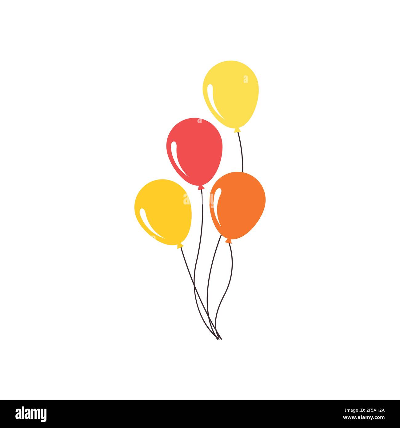 Bunch of balloons in cartoon flat style isolated on white background ...