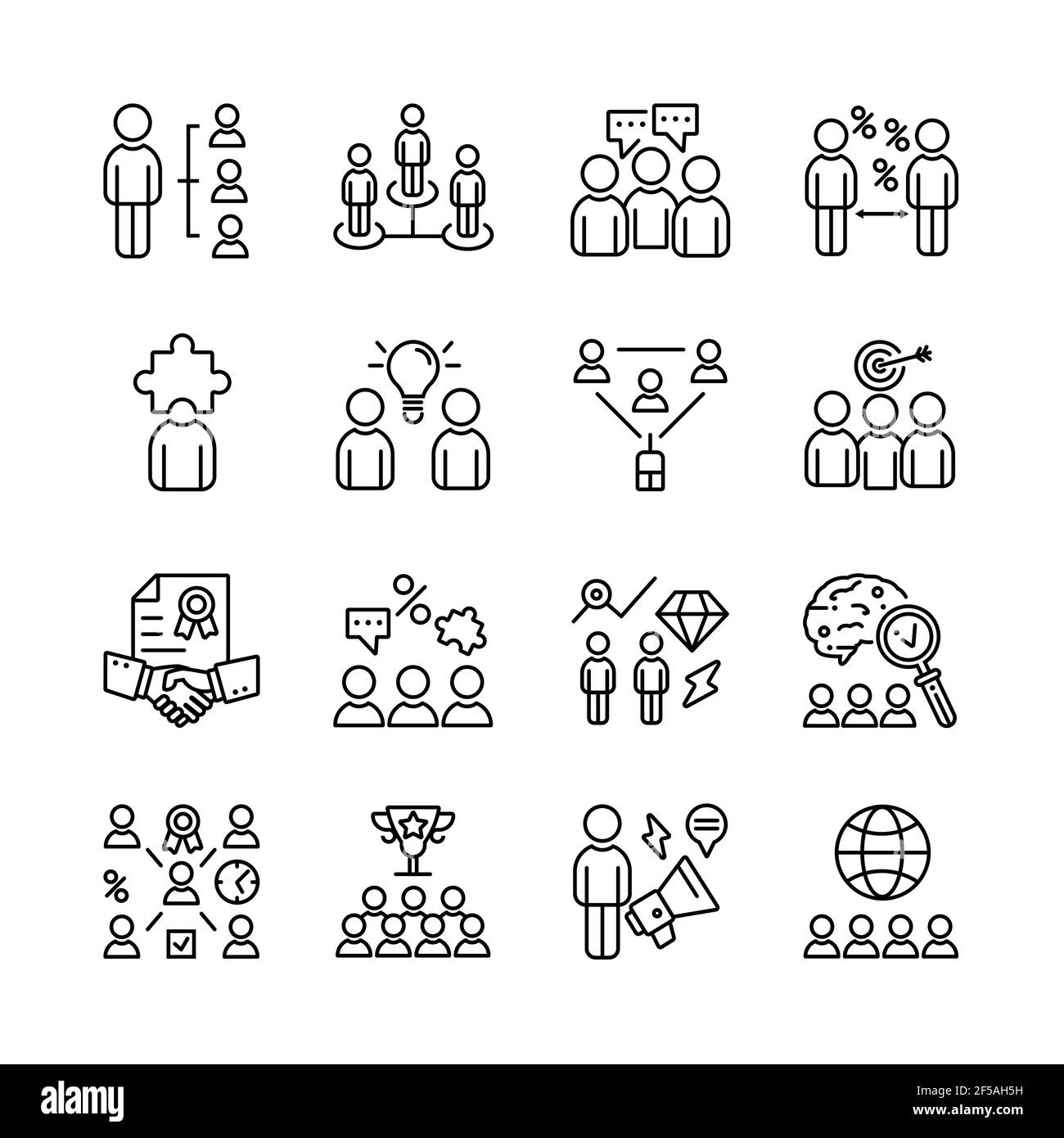 Business teamwork,conference,classroom,team building.Line icon set. Stock Vector