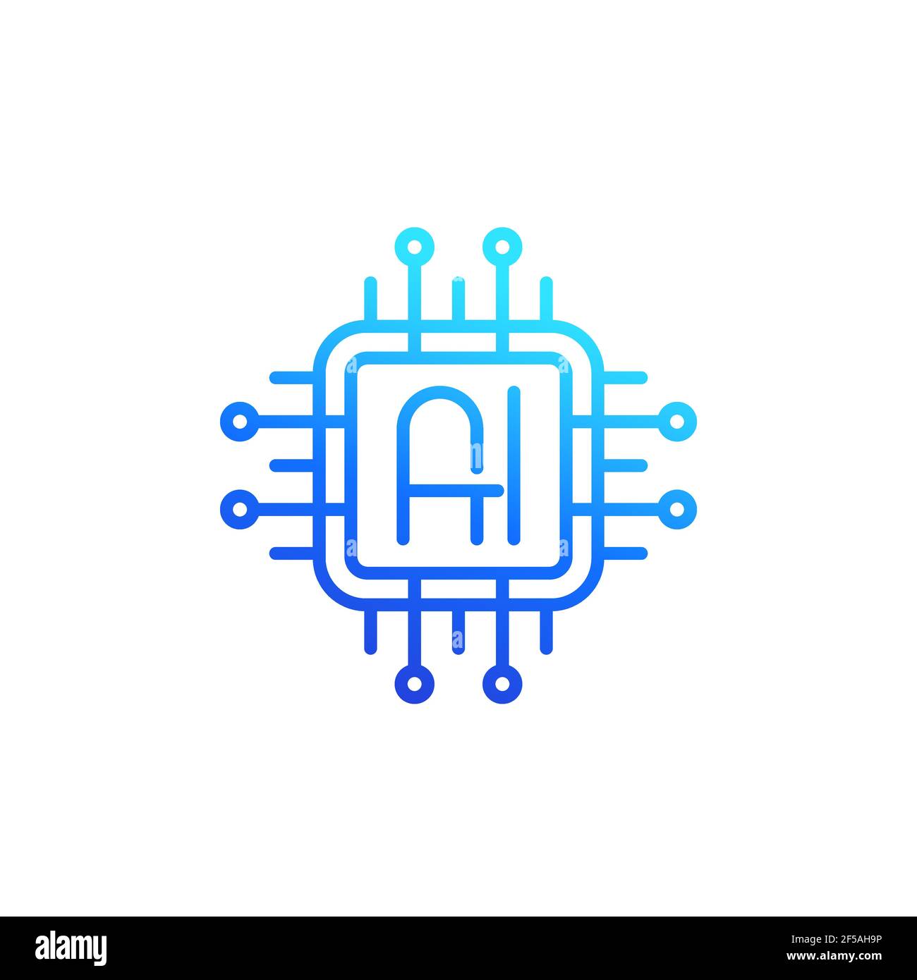AI chipset logo, artificial intelligence line icon Stock Vector