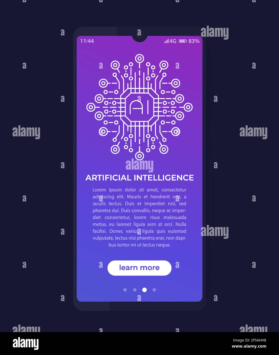 Artificial intelligence, AI in mobile app ui Stock Vector