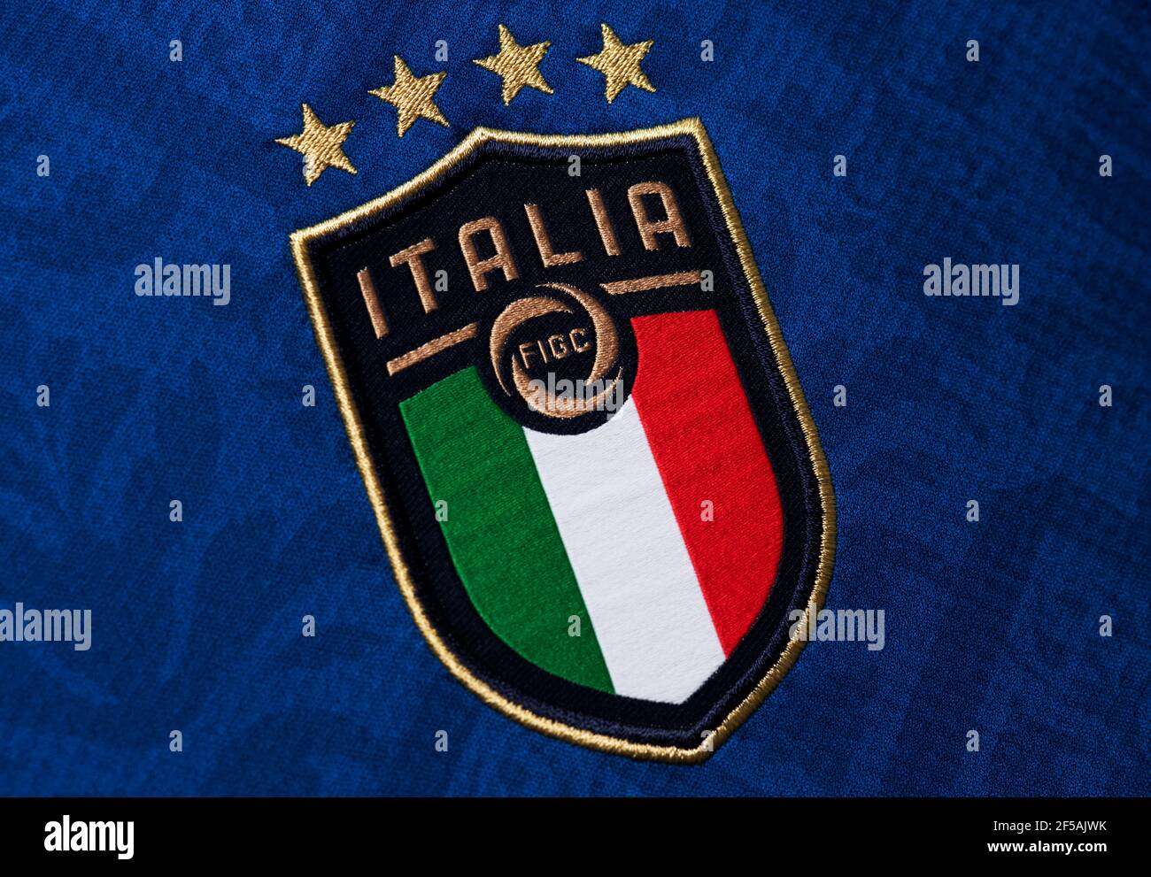 Close up of the Italian National football team kit Stock Photo