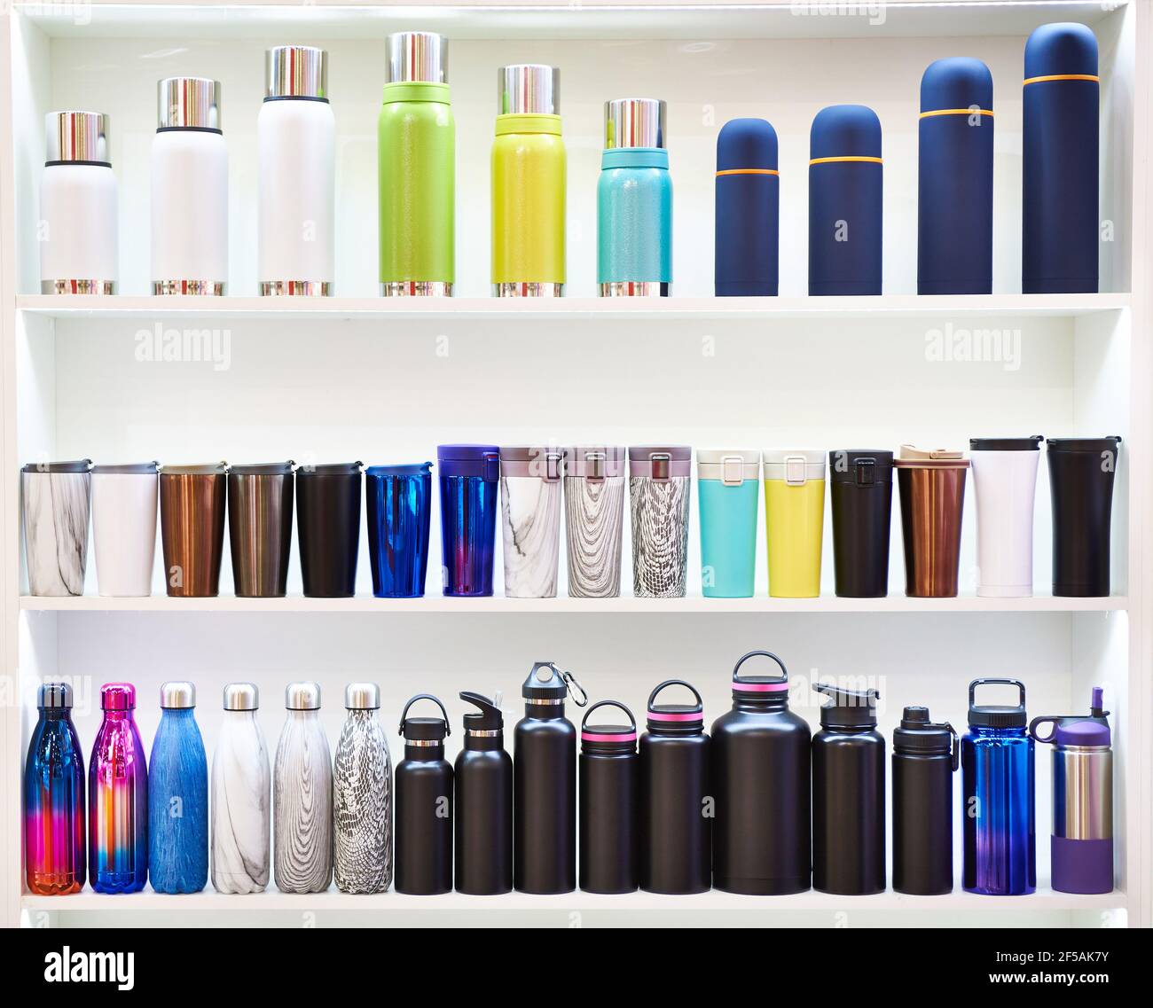 https://c8.alamy.com/comp/2F5AK7Y/colored-thermos-in-the-shop-window-2F5AK7Y.jpg