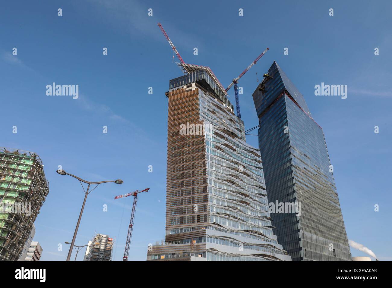 DUO TOWERS BY JEAN NOUVEL Stock Photo