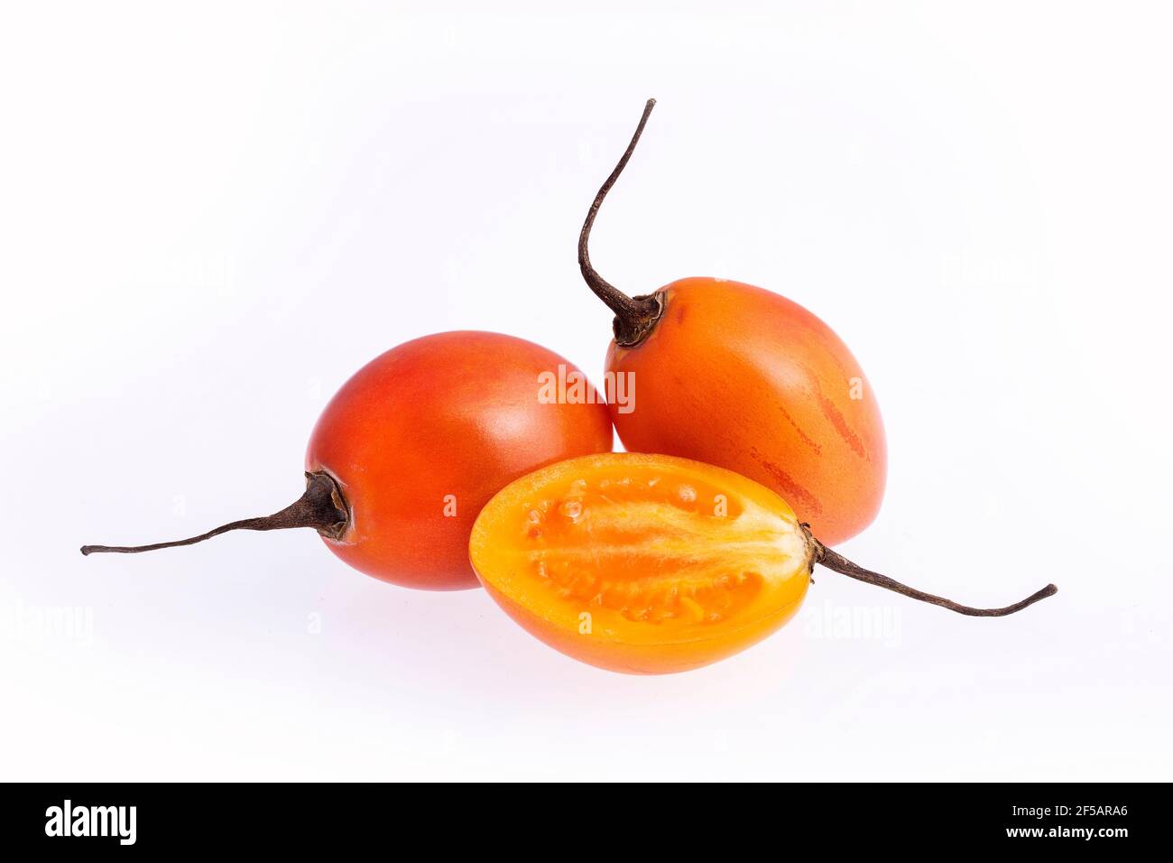 Tamarillo tree tomato exotic fruit - Solanum betaceum Stock Photo