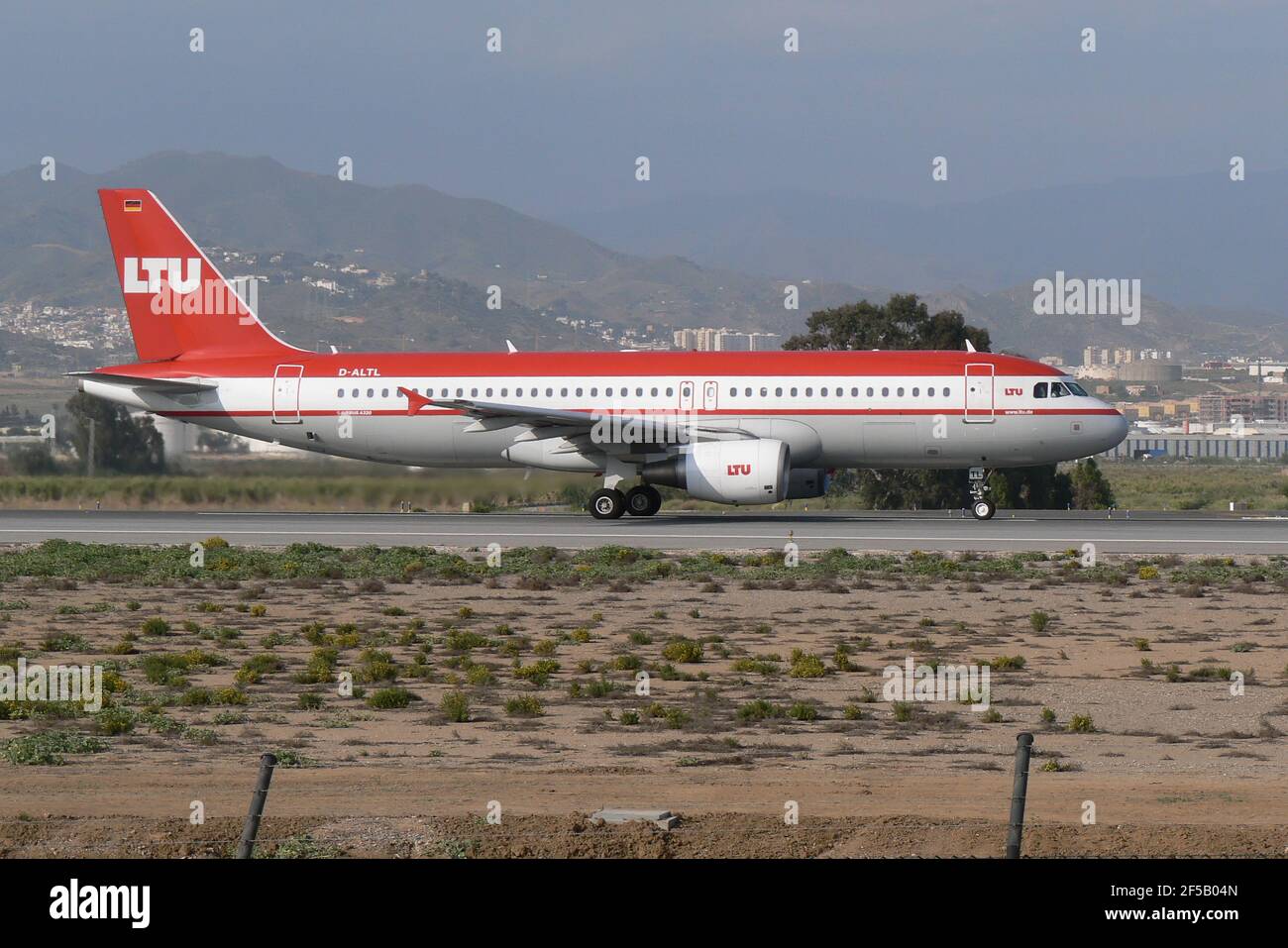 LTU Airbus A320-214 (D-ALTL) ready for take off from Malaga, Spain. Stock Photo