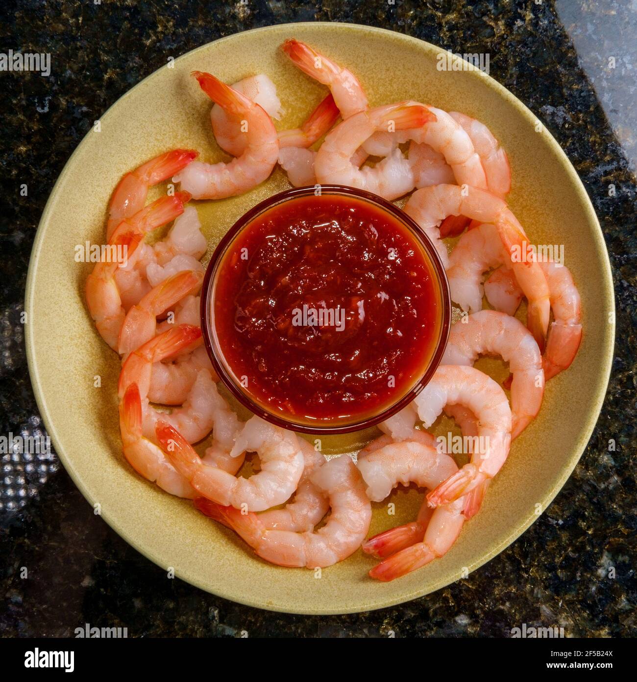 Delightful tailon shrimp cocktail served with horseradish dipping sauce Stock Photo Alamy