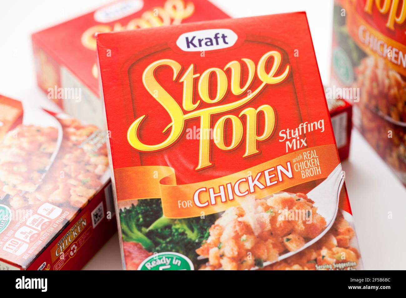 Chicken flavored Kraft Stove Top Stuffing Mix box front Stock Photo