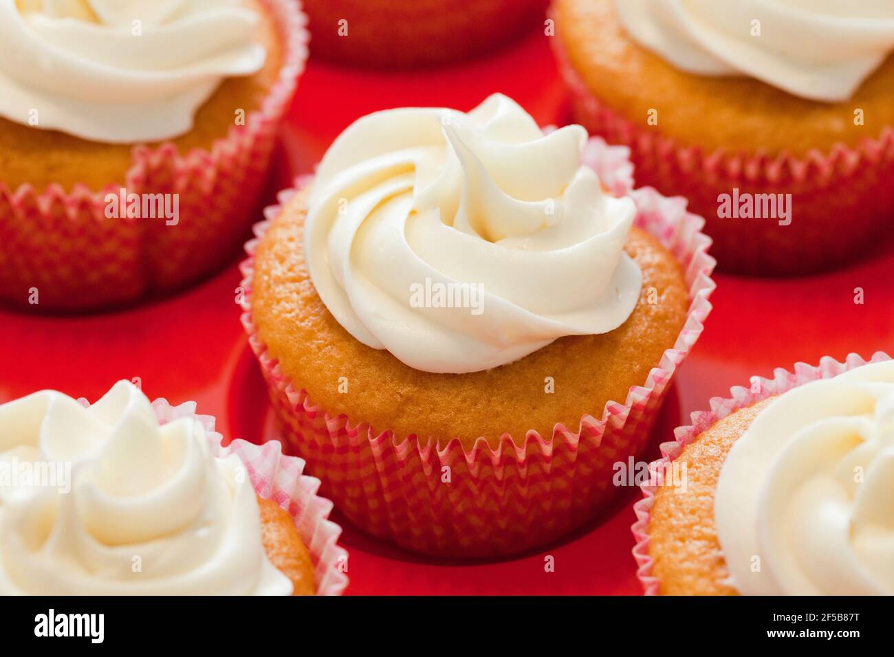 Homemade cupcakes with white frosting Stock Photo