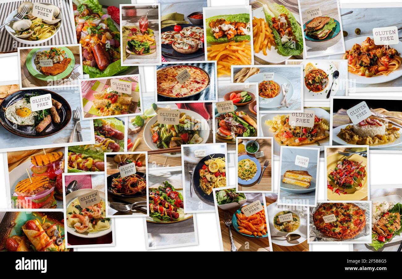 World cuisine gluten-free diet food collage for people with celiac ...