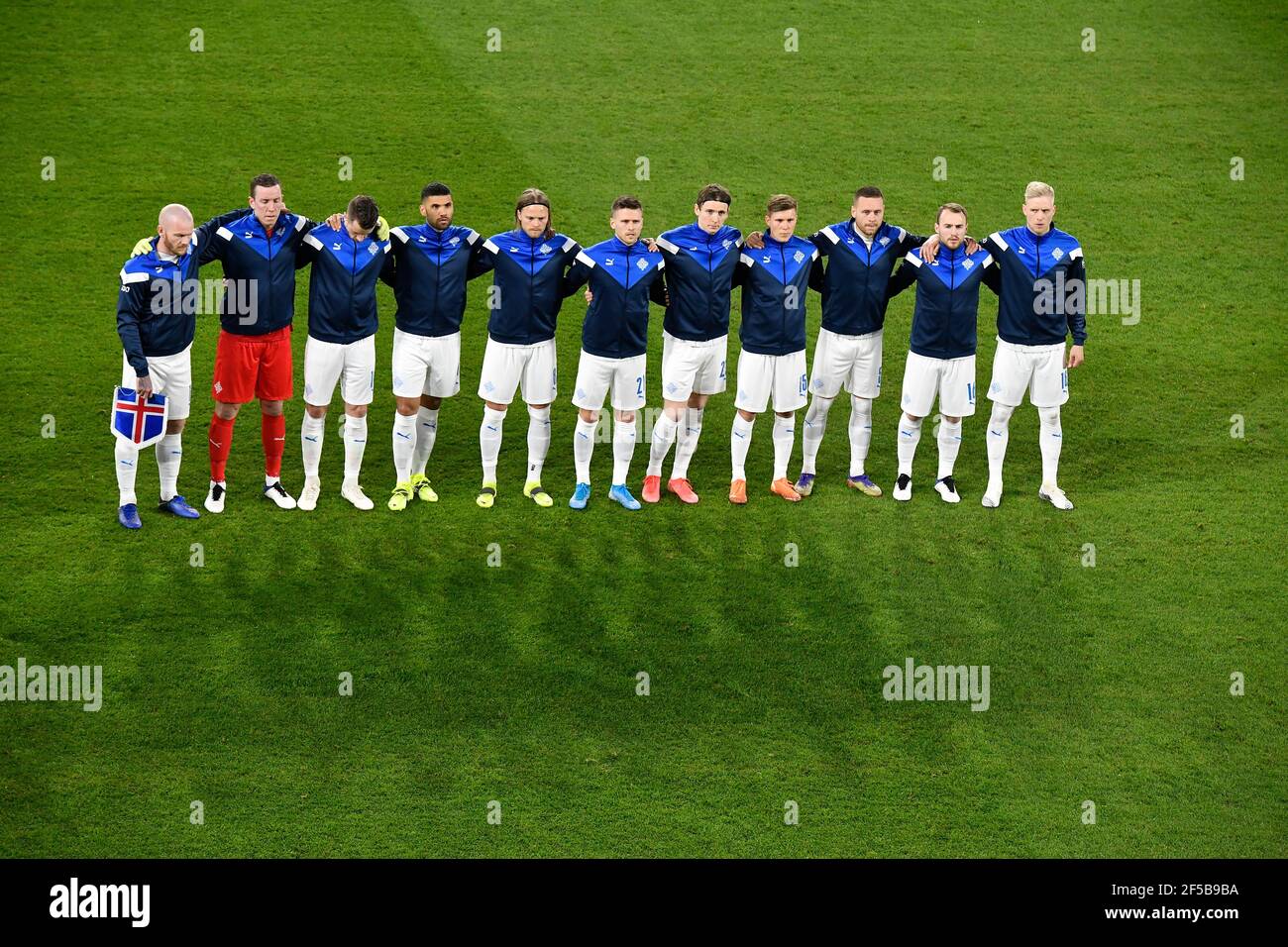 Soccer Football - World Cup Qualifiers Europe - Group J - Germany v Iceland - MSV-Arena, Duisburg, Germany - March 25, 2021 Iceland line up before the match Pool via REUTERS/Tobias Schwarz Stock Photo