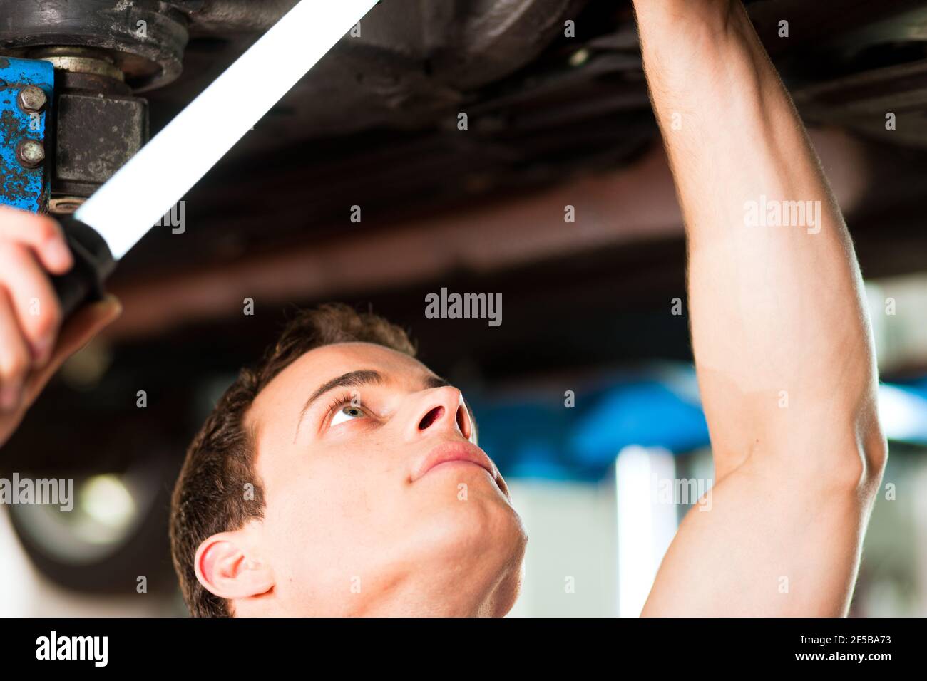 Woman does outdoor stretching with her personal trainer on a great summer day Stock Photo