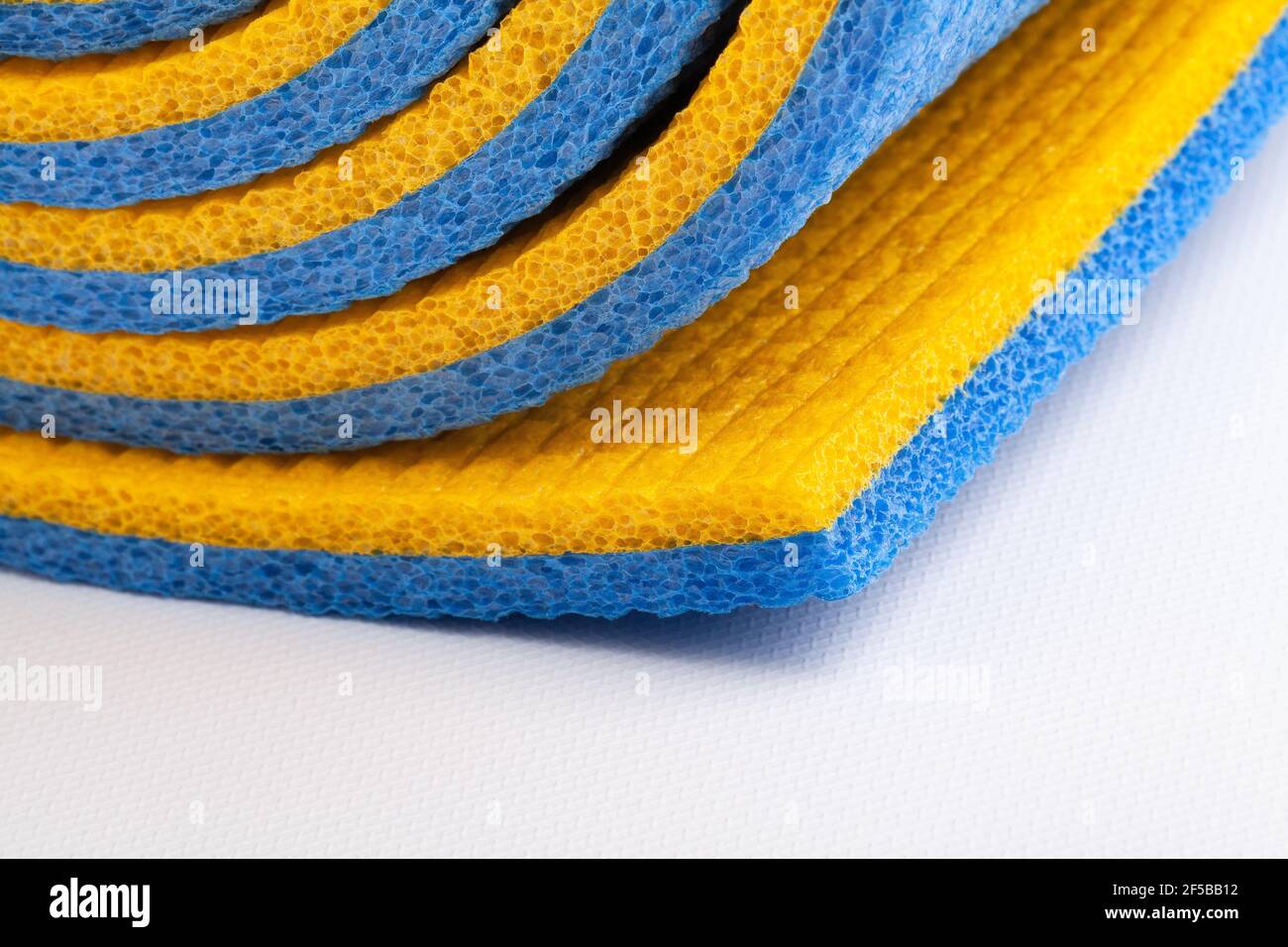 fitness mat closeup on white background Stock Photo