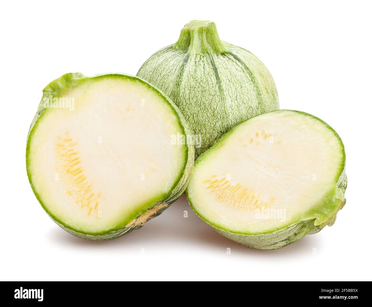 sliced round squash path isolated on white Stock Photo