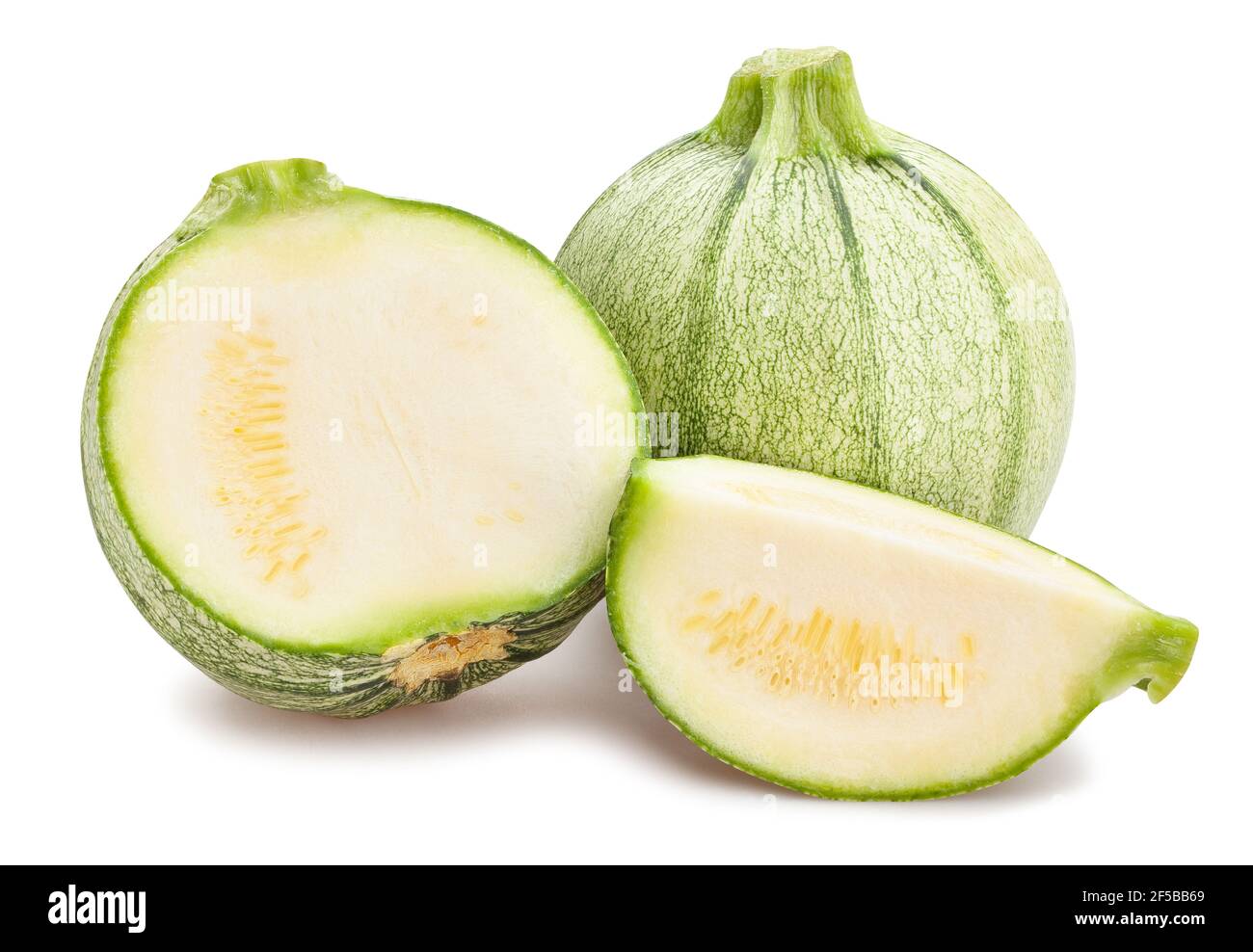sliced round squash path isolated on white Stock Photo