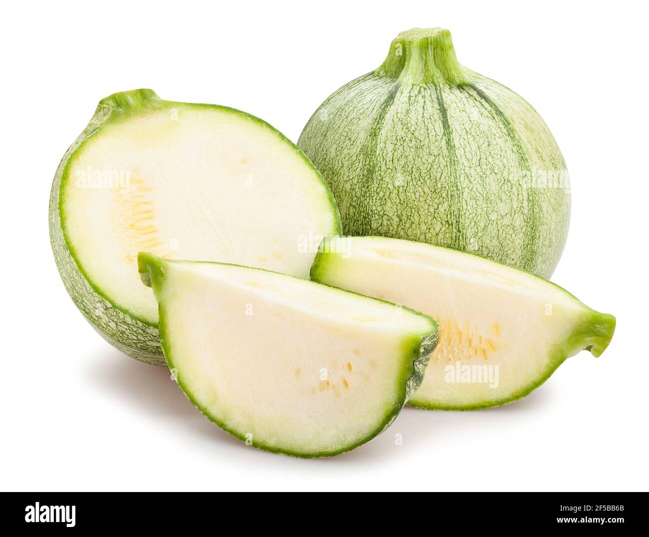 sliced round squash path isolated on white Stock Photo