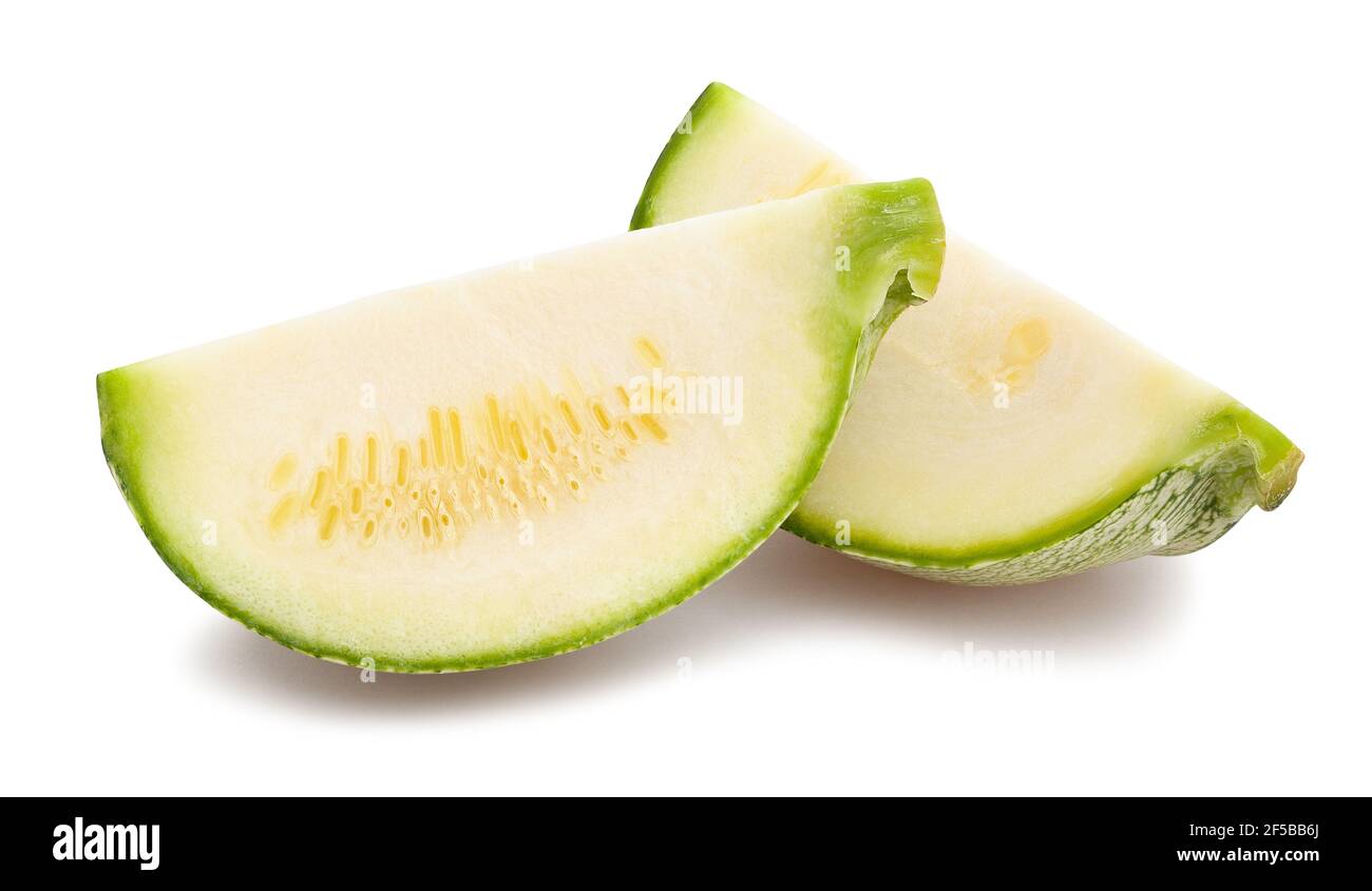 sliced round squash path isolated on white Stock Photo
