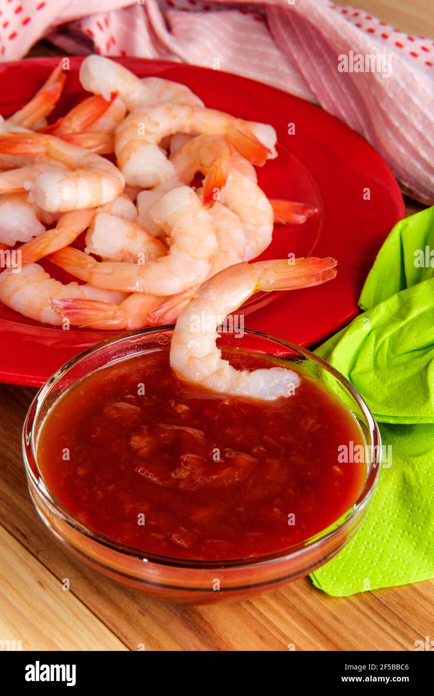 Delightful tailon shrimp cocktail served with horseradish dipping