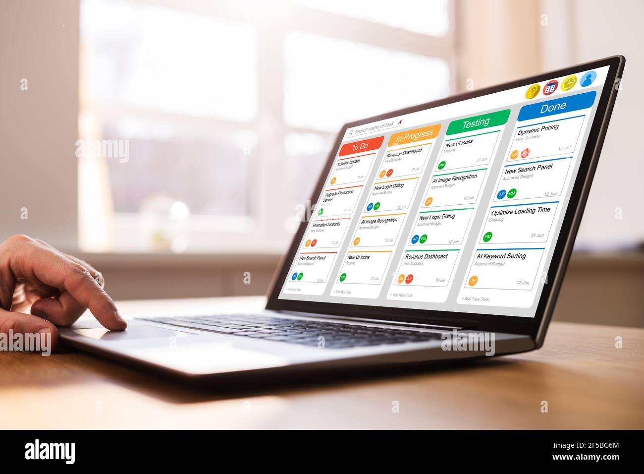 Kanban Scrum Schedule Board Plan App On Management Tablet Stock Photo
