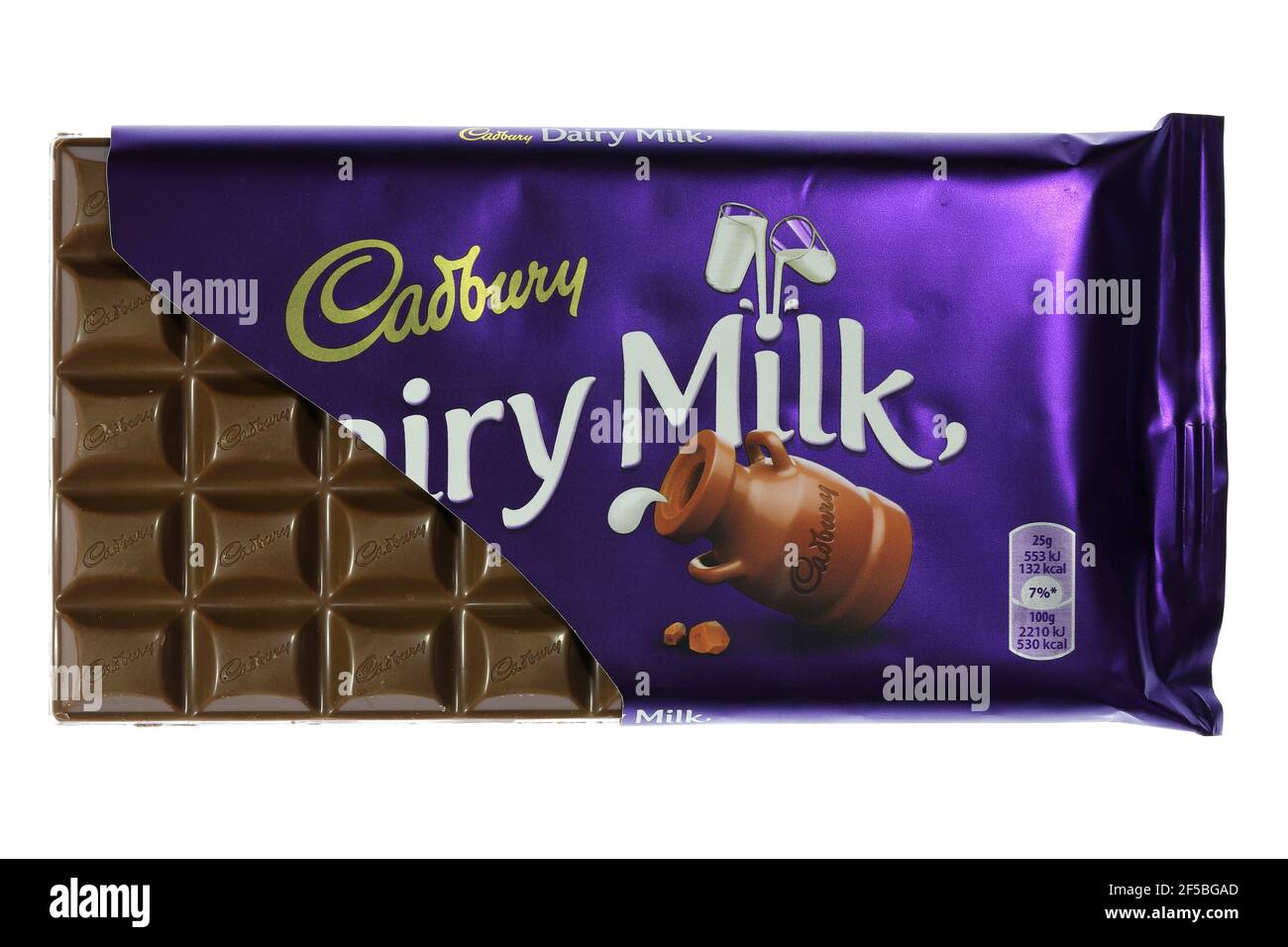 Cadbury Dairy Milk chocolate isolated on white background Stock Photo -  Alamy
