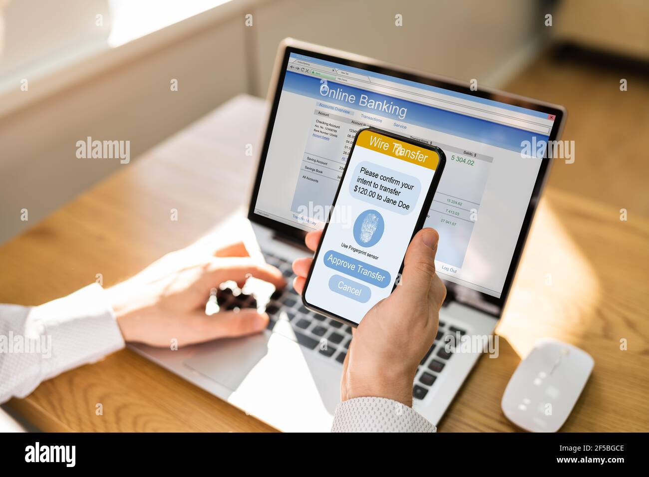 2 Factor Virtual Bank Authentication And Deposit Stock Photo - Alamy